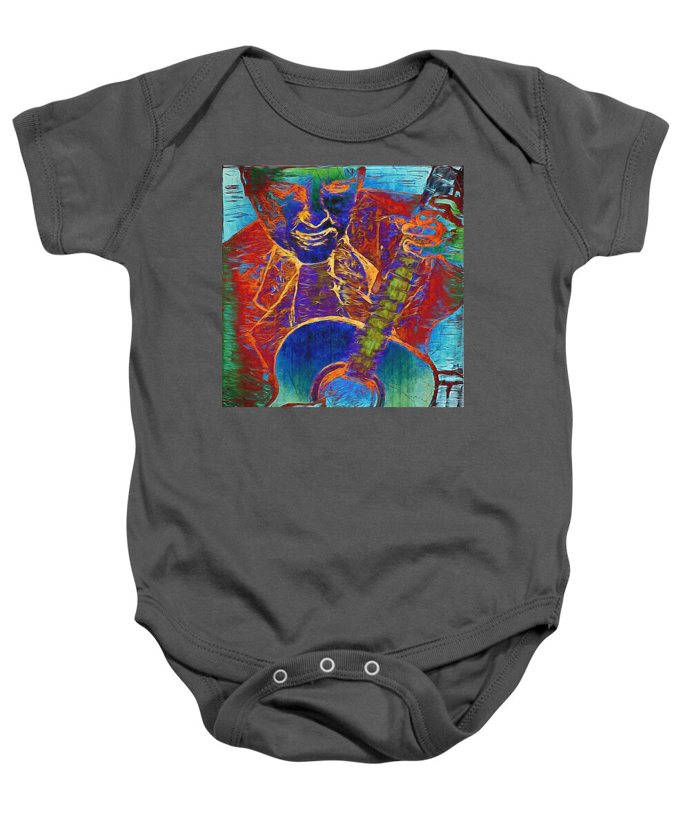 Guitar Baby Onesie featuring the mixed media The Guitar Man - Two by Glenn McCarthy Art and Photography
