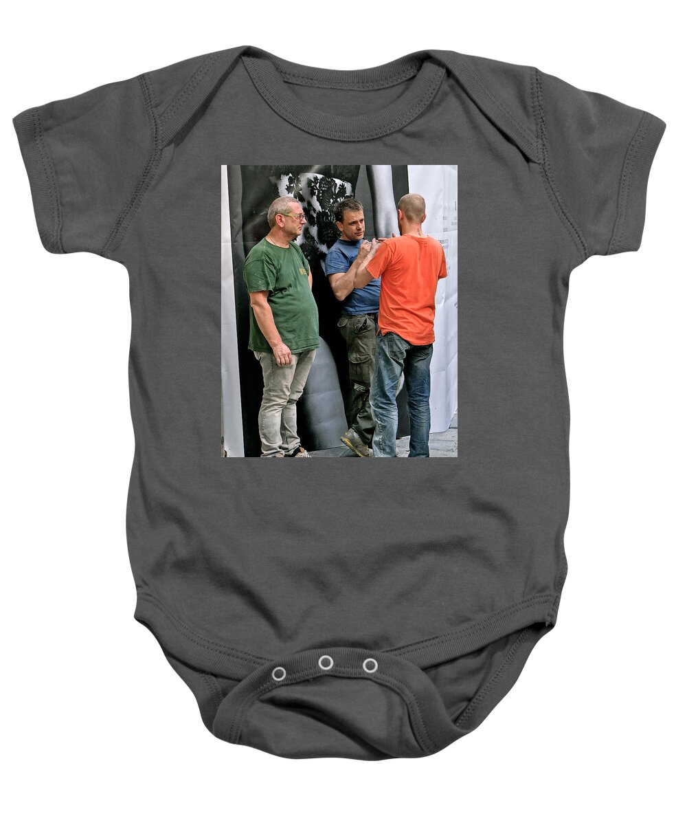 Fashion Week Baby Onesie featuring the photograph The Guys Who Make It Happen by Ira Shander