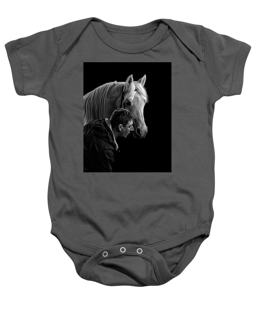 The Horse Whisperer Extraordinaire Baby Onesie featuring the photograph The Horse Whisperer Extraordinaire by Wes and Dotty Weber