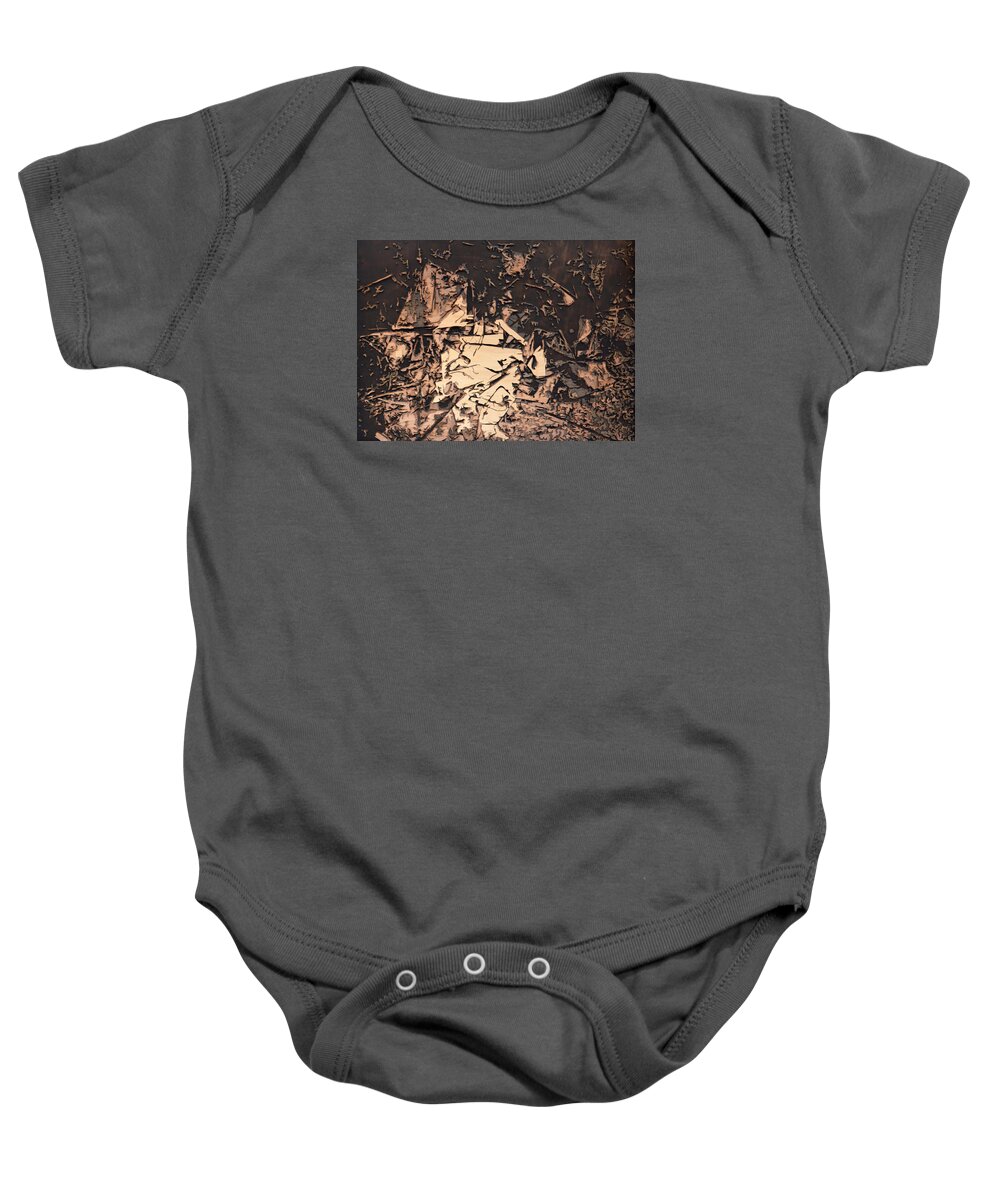 Wood Art Baby Onesie featuring the painting The Human Condition by Bobby Zeik