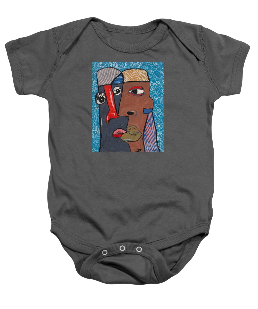 Abstract Baby Onesie featuring the painting The Kiss by David Jackson