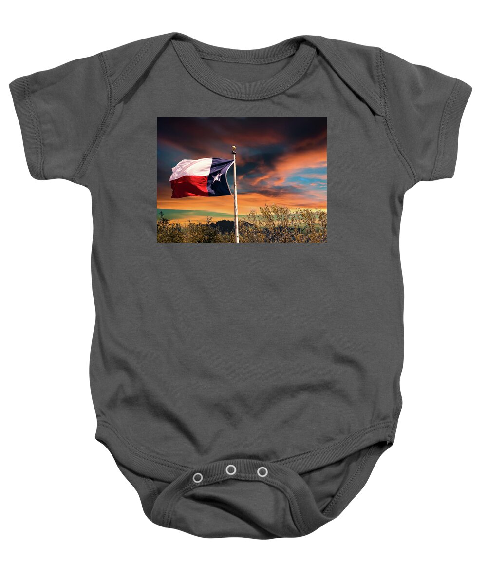 Washington On The Brazos Baby Onesie featuring the photograph The Lone Star Flag by G Lamar Yancy