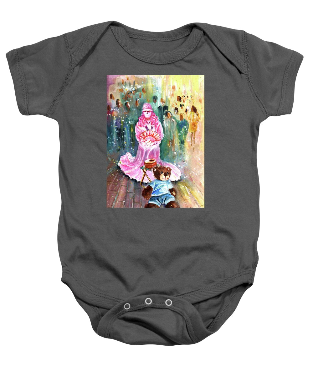 Truffle Mcfurry Baby Onesie featuring the painting The Mime From Benidorm by Miki De Goodaboom
