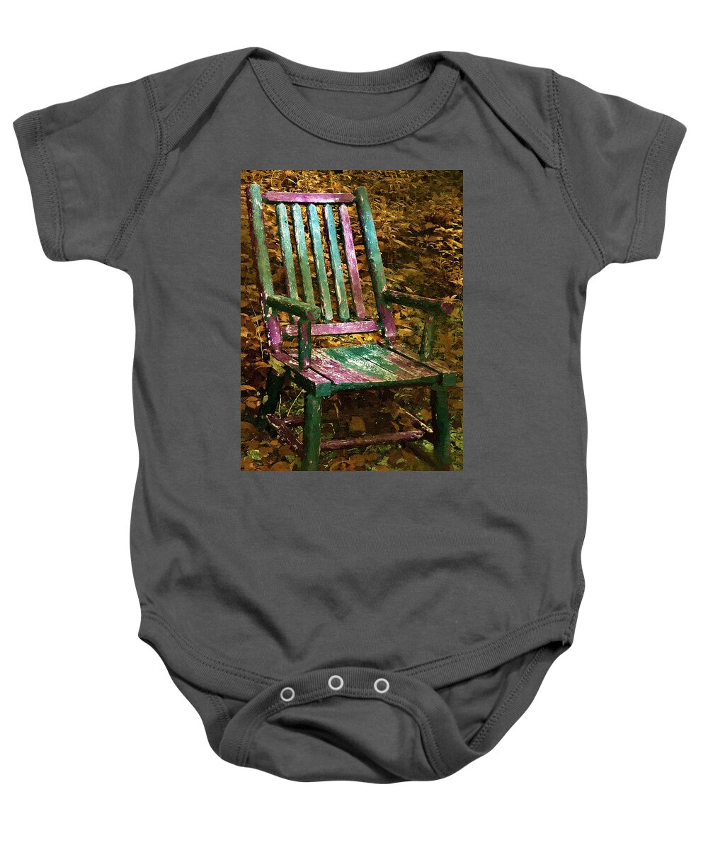 Chair Baby Onesie featuring the painting The Motley Chair by RC DeWinter