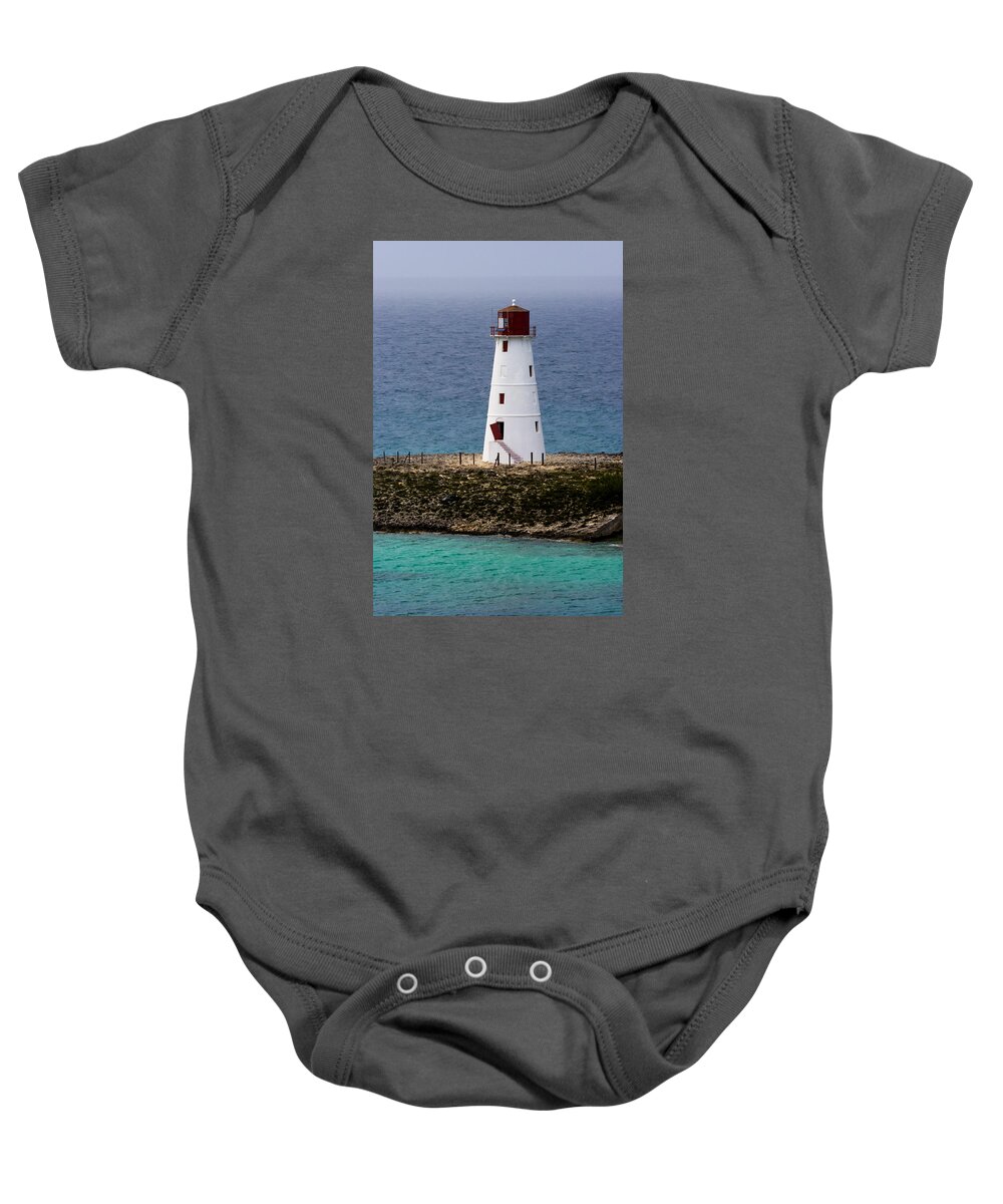 Aid Baby Onesie featuring the photograph The Nassau Lighthouse by Ed Gleichman
