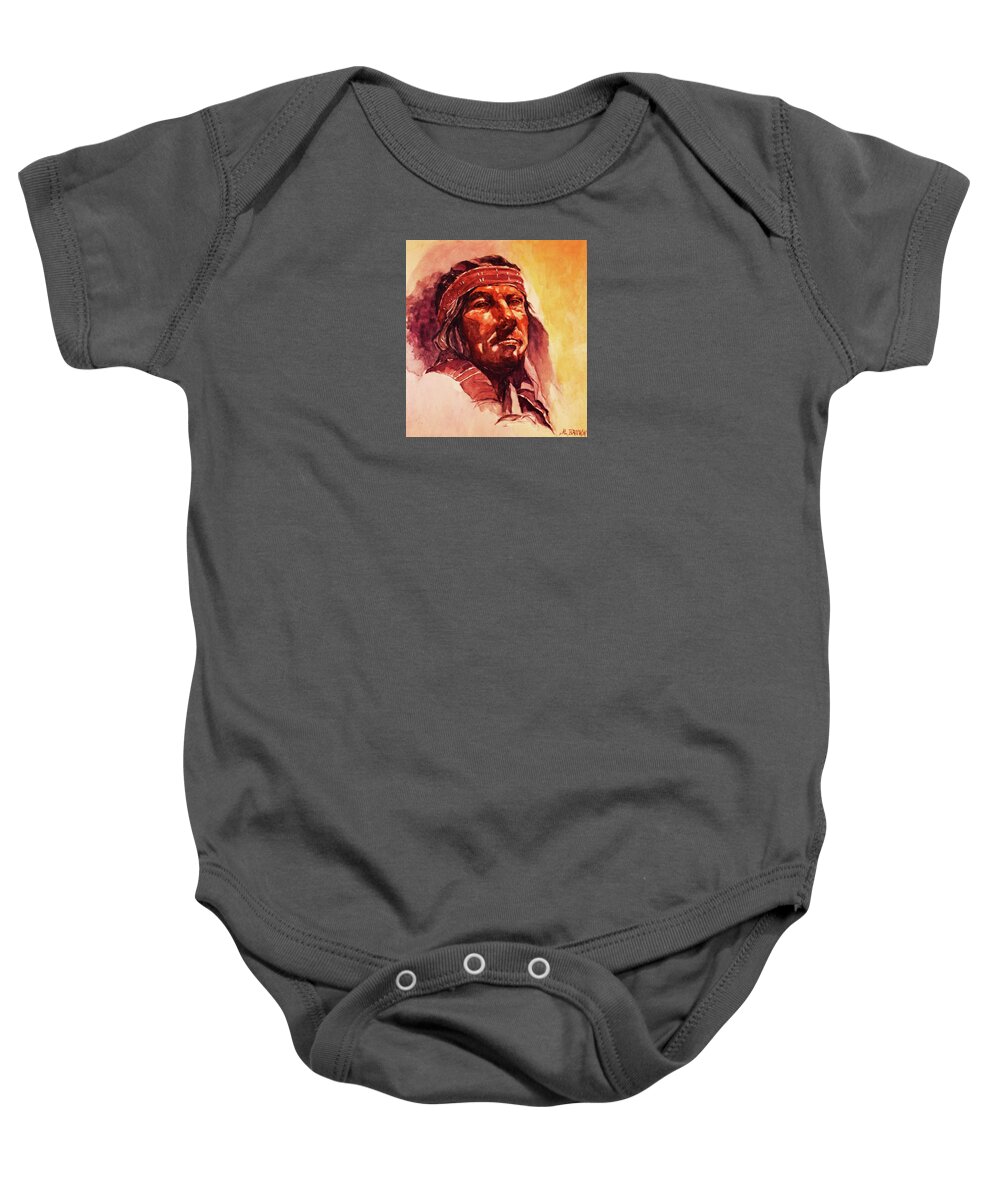 Portrait Baby Onesie featuring the painting The Old Chief by Al Brown