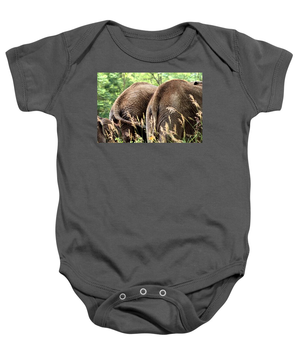 African Elephant Baby Onesie featuring the photograph The Other Side by Angela Rath