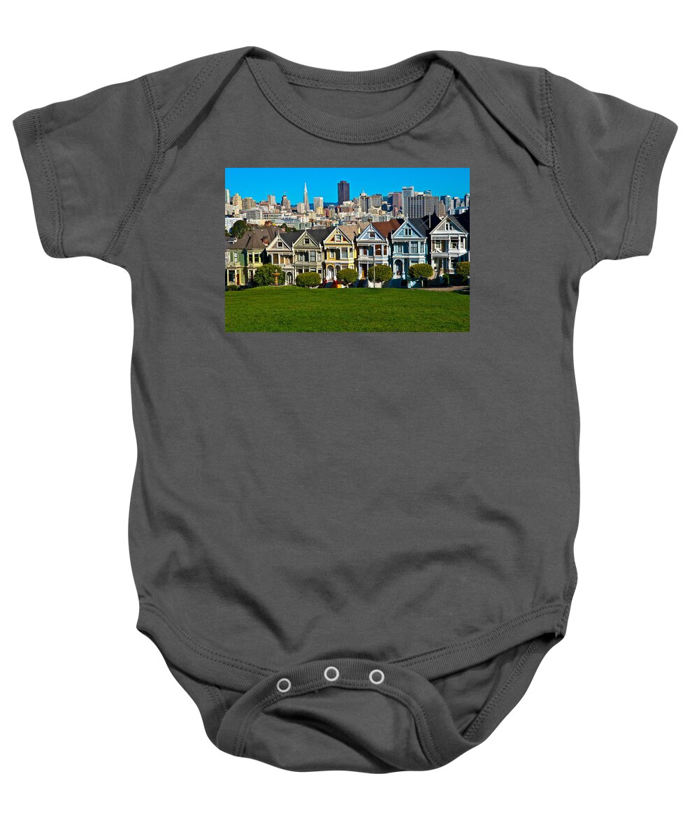 Victorian Houses Baby Onesie featuring the photograph The Painted Ladies by Harry Spitz
