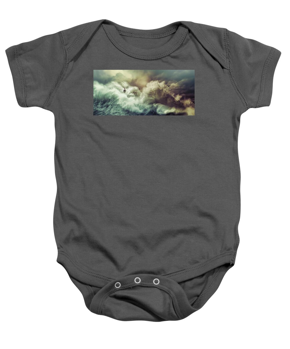Storm Baby Onesie featuring the digital art The perfect Storm by Lilia S