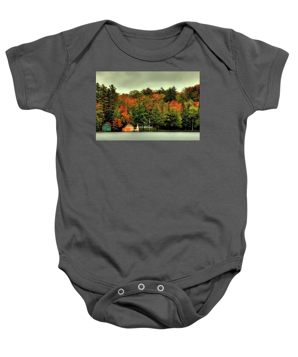 The Pond In Old Forge Baby Onesie featuring the photograph The Pond in Old Forge by David Patterson