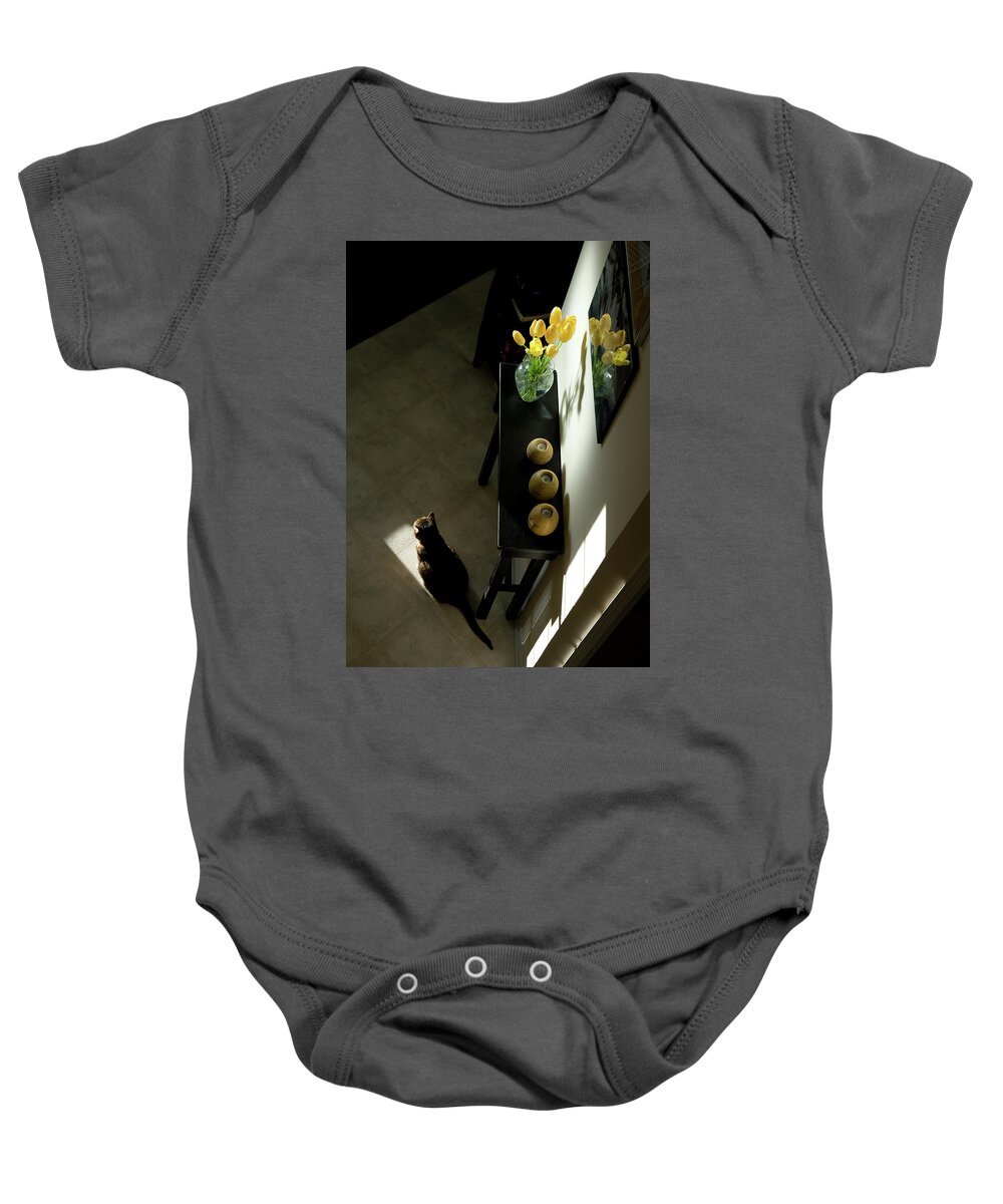 Cat Baby Onesie featuring the photograph The Reception Hall by JGracey Stinson