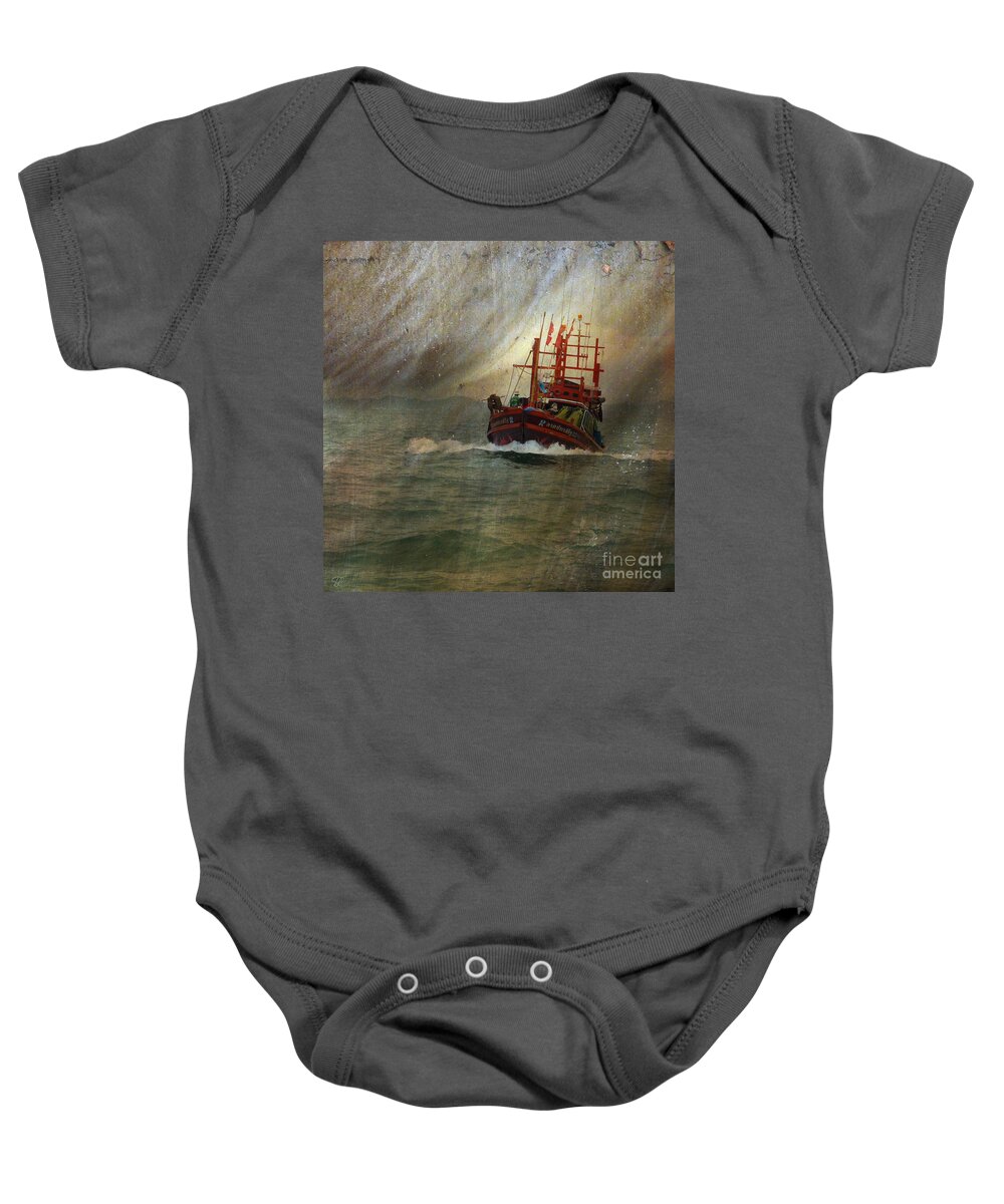 Red Fishing Boat Baby Onesie featuring the photograph The Red Fishing Boat by LemonArt Photography