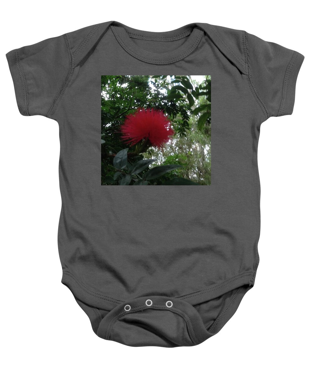 Red Baby Onesie featuring the photograph The Red Flower by Susan Grunin