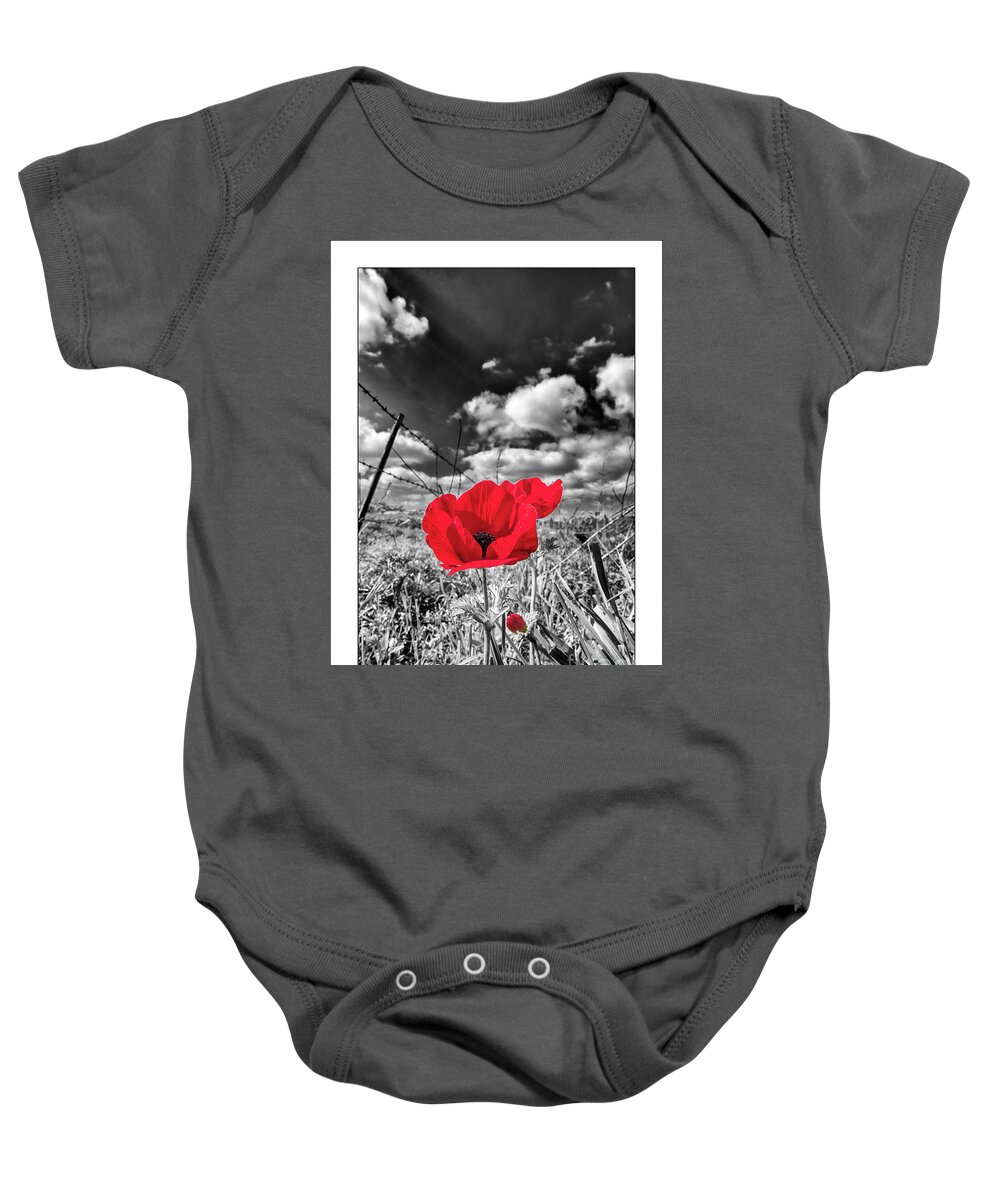 Flower Baby Onesie featuring the photograph The red spot by Arik Baltinester