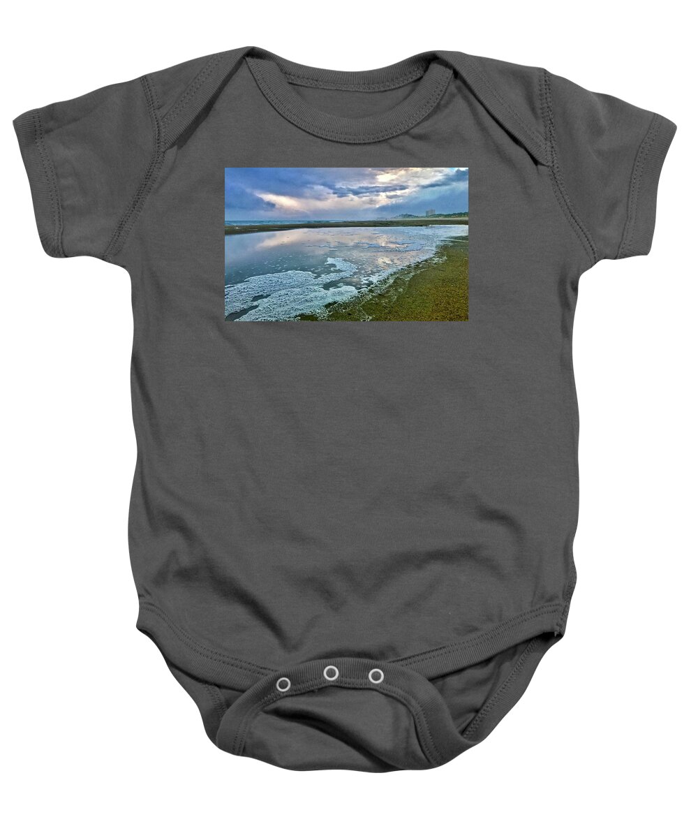 Beach Baby Onesie featuring the photograph The Reflection of the Storm by Shawn M Greener