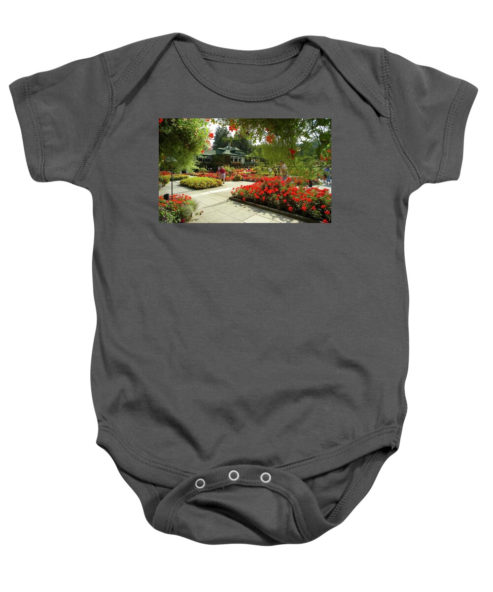 Butchart Baby Onesie featuring the photograph The Restaurant by Lawrence Christopher