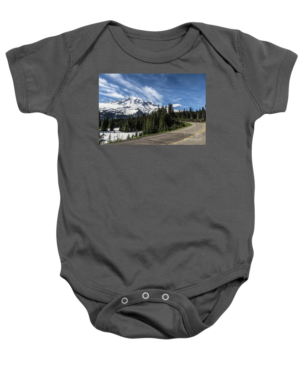 America Baby Onesie featuring the photograph The road to Mt Rainier in Washington state, USA by Didier Marti