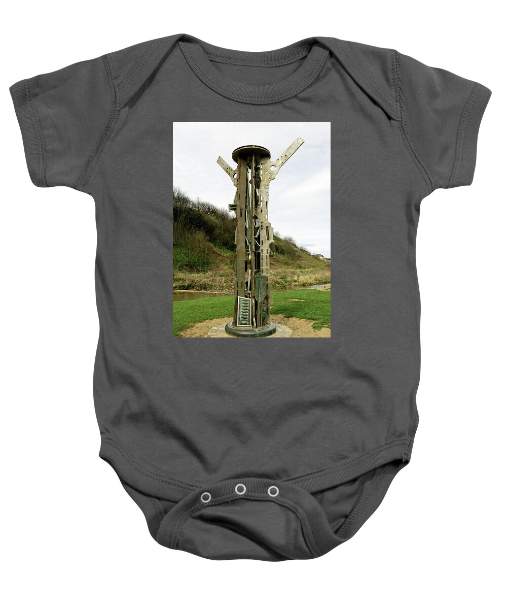 Britain Baby Onesie featuring the photograph The Signal Sculpture - Saltburn by Rod Johnson