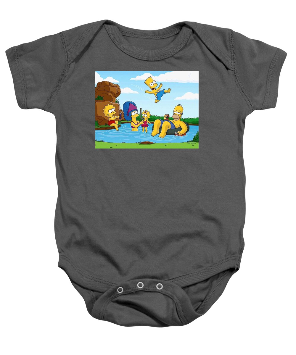 The Simpsons Baby Onesie featuring the digital art The Simpsons by Maye Loeser