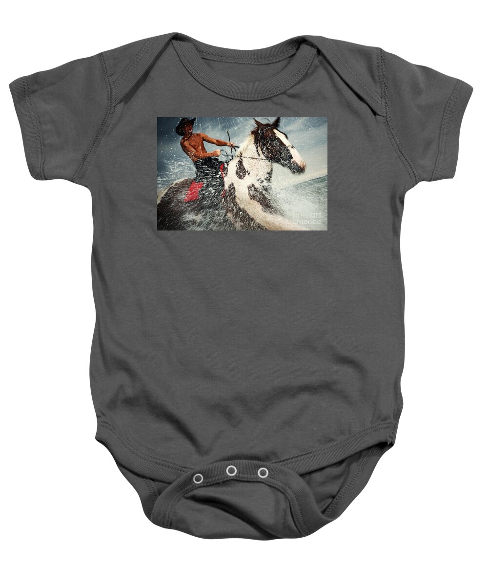 Horse Baby Onesie featuring the photograph The Storm Horse by Dimitar Hristov