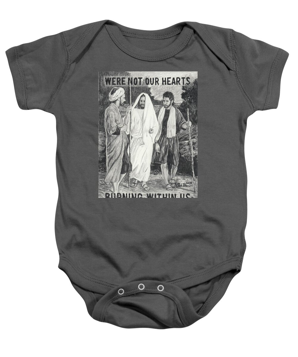 Emmaus Baby Onesie featuring the drawing The Walk to Emmaus by Chris Brown