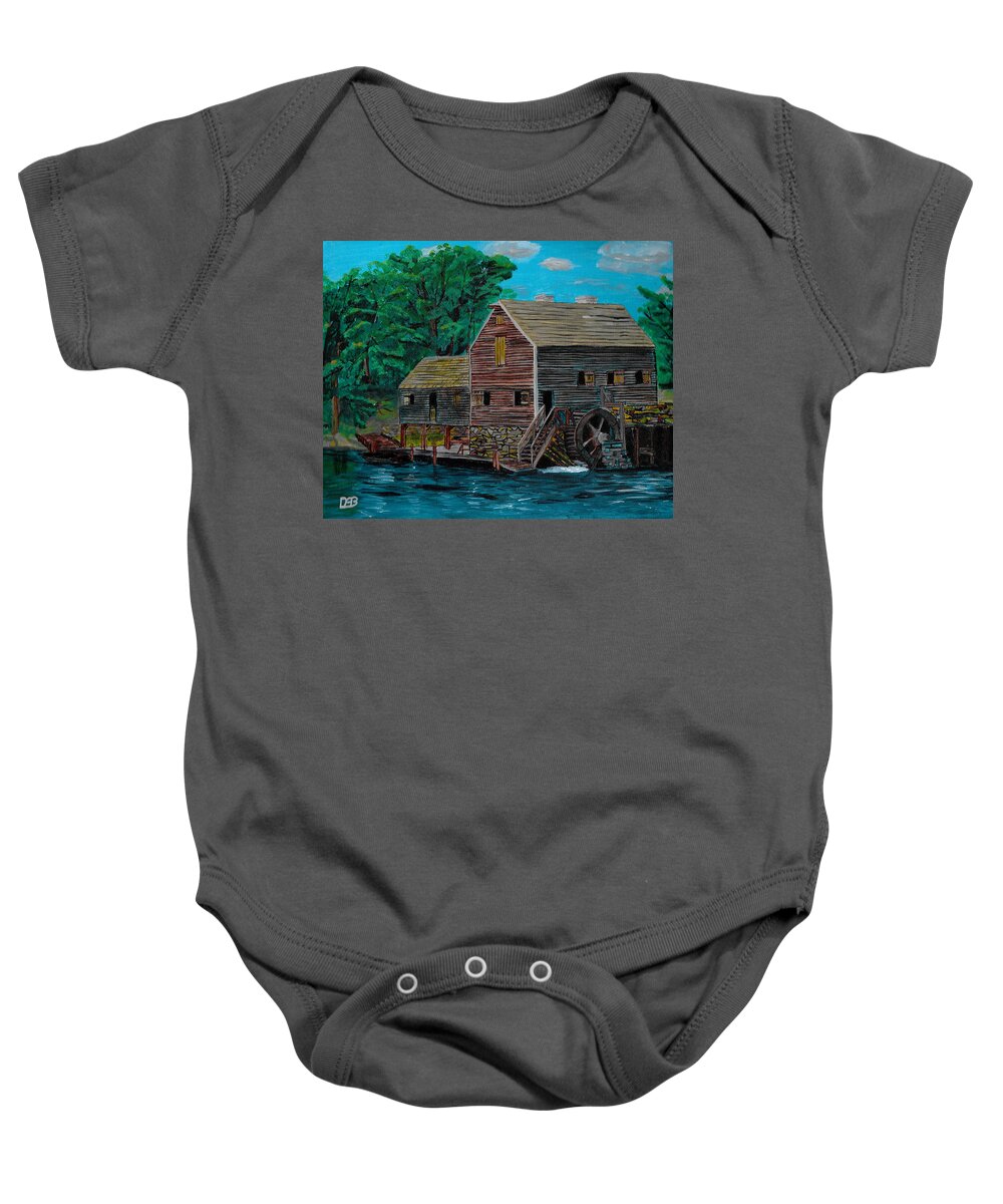Water Baby Onesie featuring the painting The Water Mill by David Bigelow
