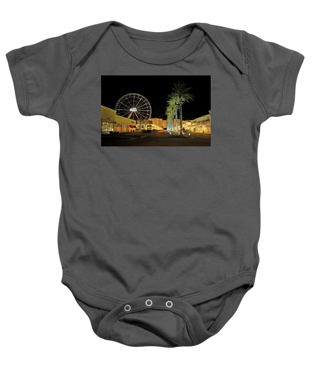 Orange Beach Baby Onesie featuring the photograph The Wharf at Night by Michael Thomas