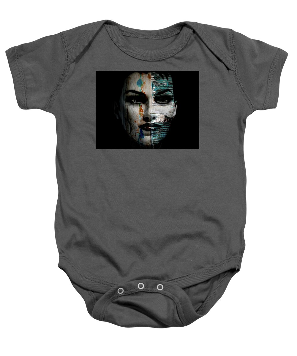 Metal Baby Onesie featuring the photograph The white face with metal sheets by Gabi Hampe