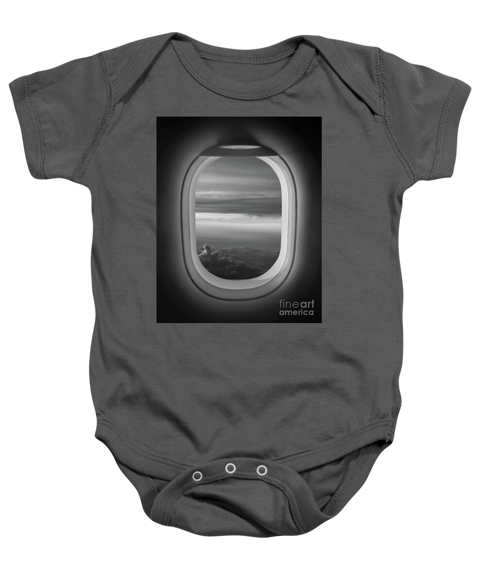 The Window Seat Baby Onesie featuring the photograph The Window Seat BW by Michael Ver Sprill