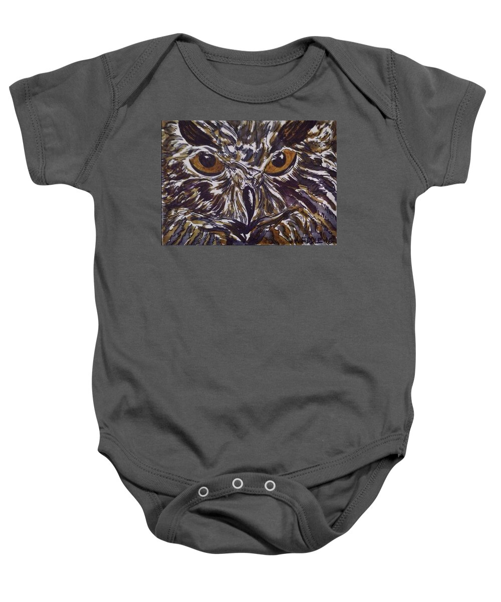 Owl Baby Onesie featuring the painting The Wise One by Angela Weddle