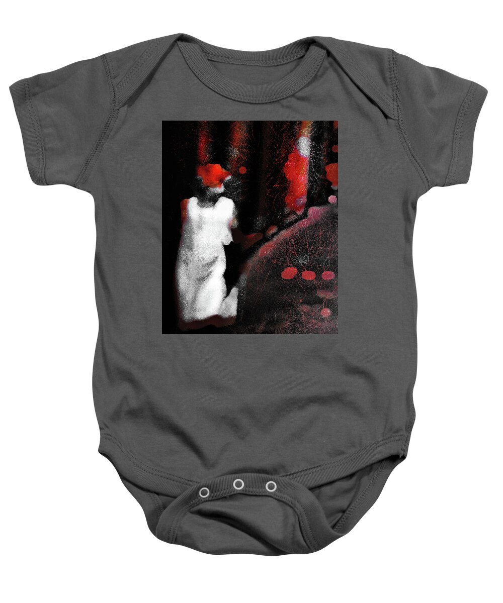 Woman Baby Onesie featuring the photograph The woman with the white dress by Gabi Hampe