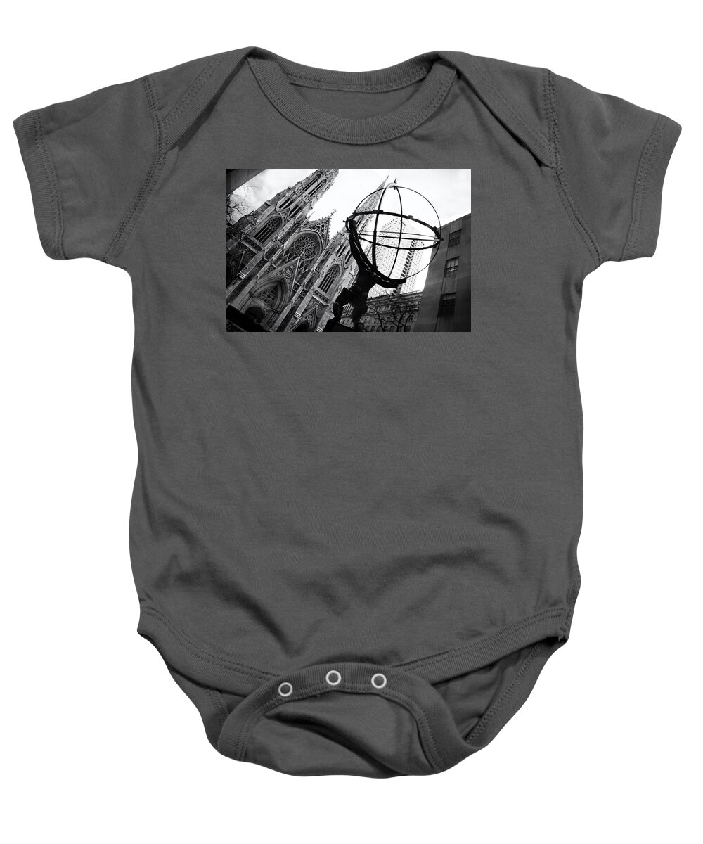 Atlas Baby Onesie featuring the photograph The World on His Shoulders by Jessica Jenney