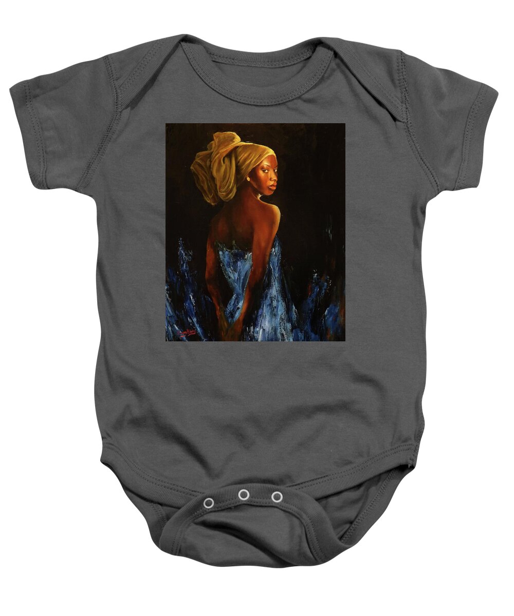 Figurative Baby Onesie featuring the painting The Yellow Towel by Barry BLAKE