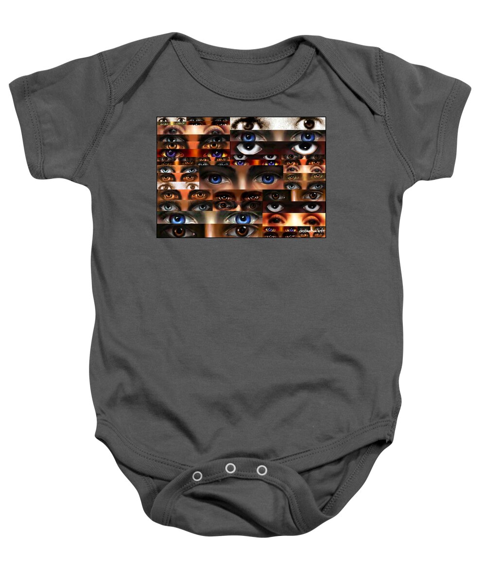Eyes Baby Onesie featuring the digital art They Are Watching Us -1 by Carmen Cordova