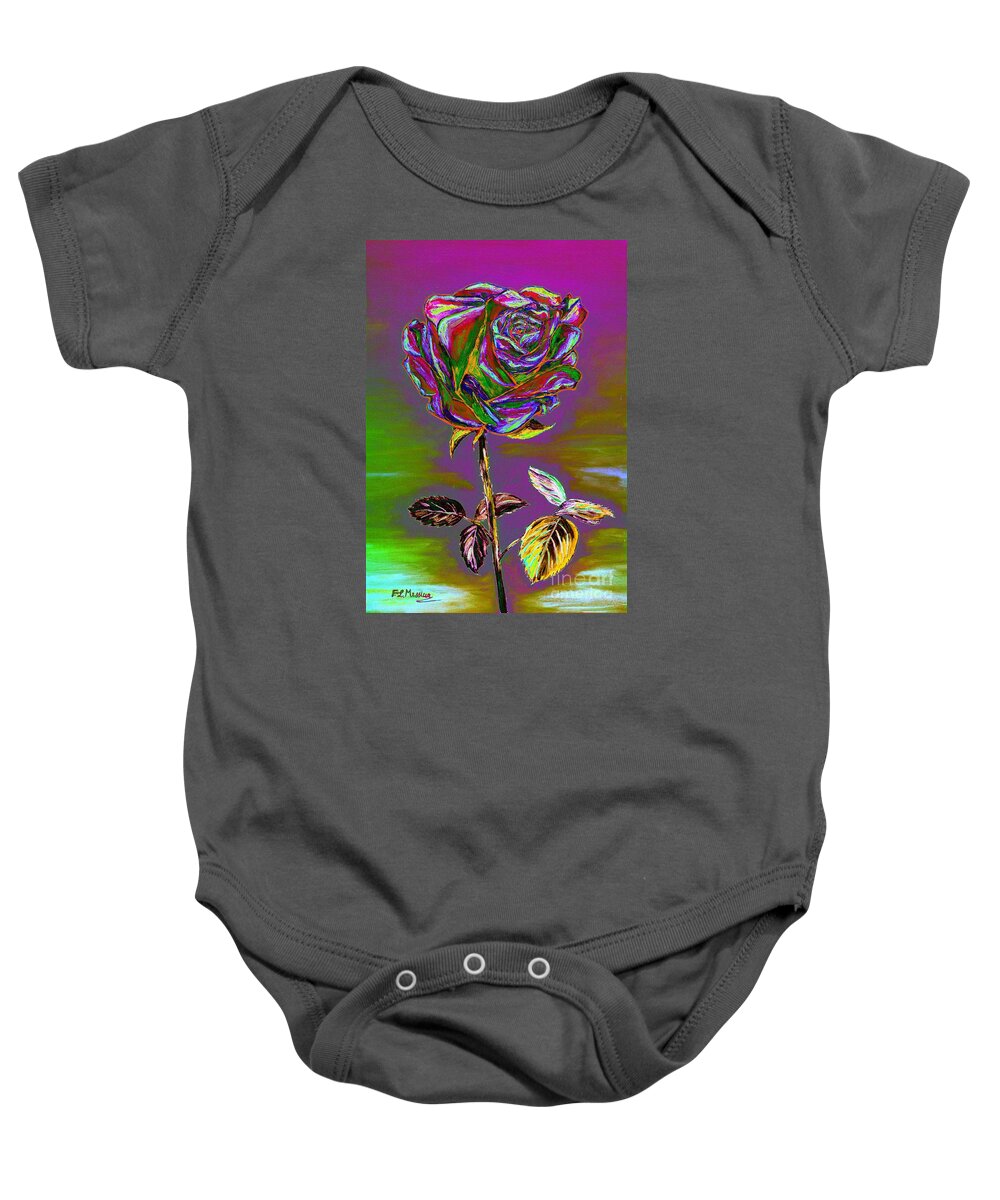 Rose Baby Onesie featuring the painting Thinking of you. by Loredana Messina
