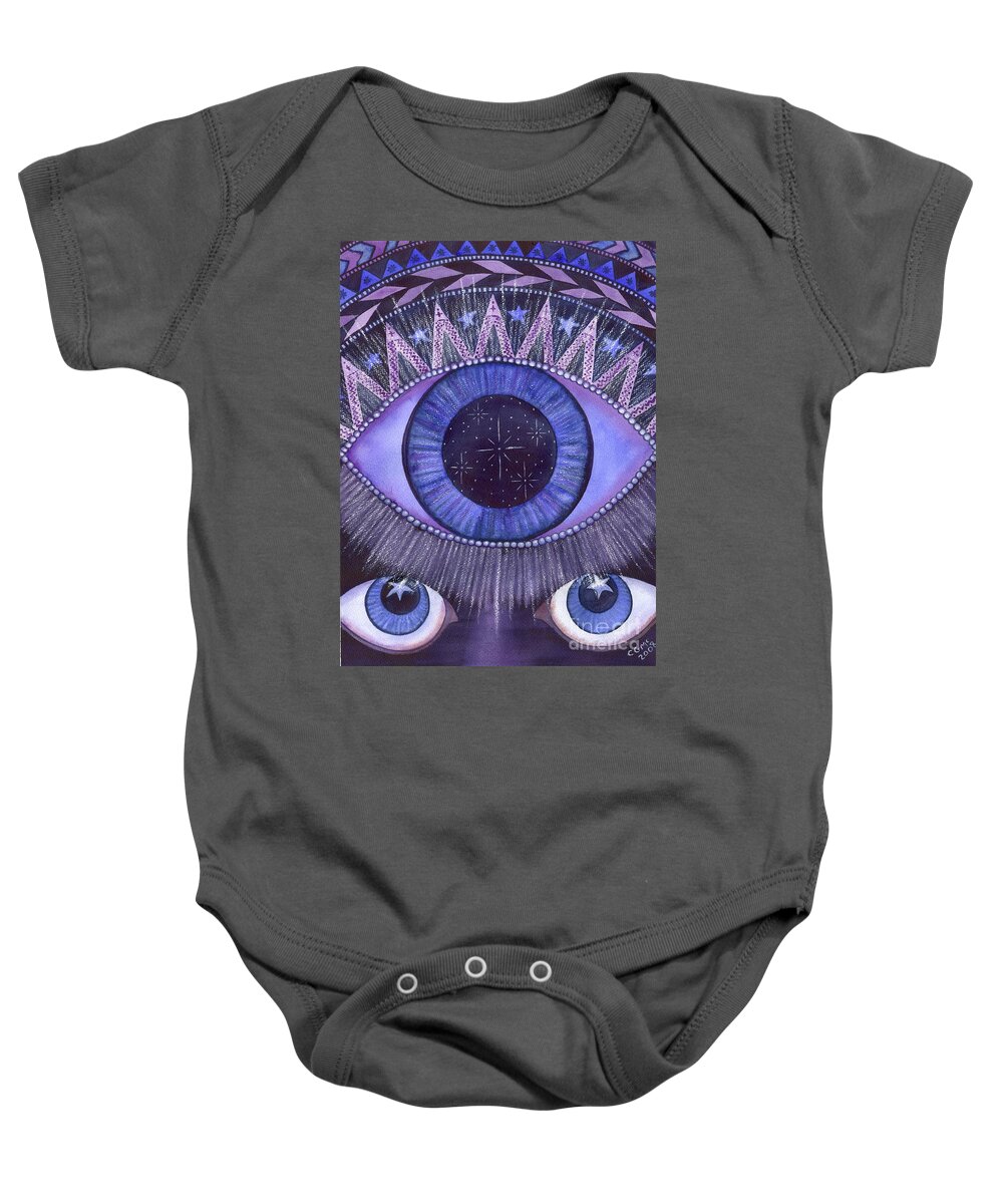Thrid Eye Baby Onesie featuring the painting Third Eye Chakra by Catherine G McElroy