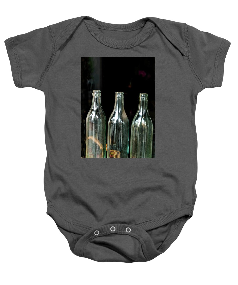 Whetstone Brook Baby Onesie featuring the photograph Three Bottles by Tom Singleton