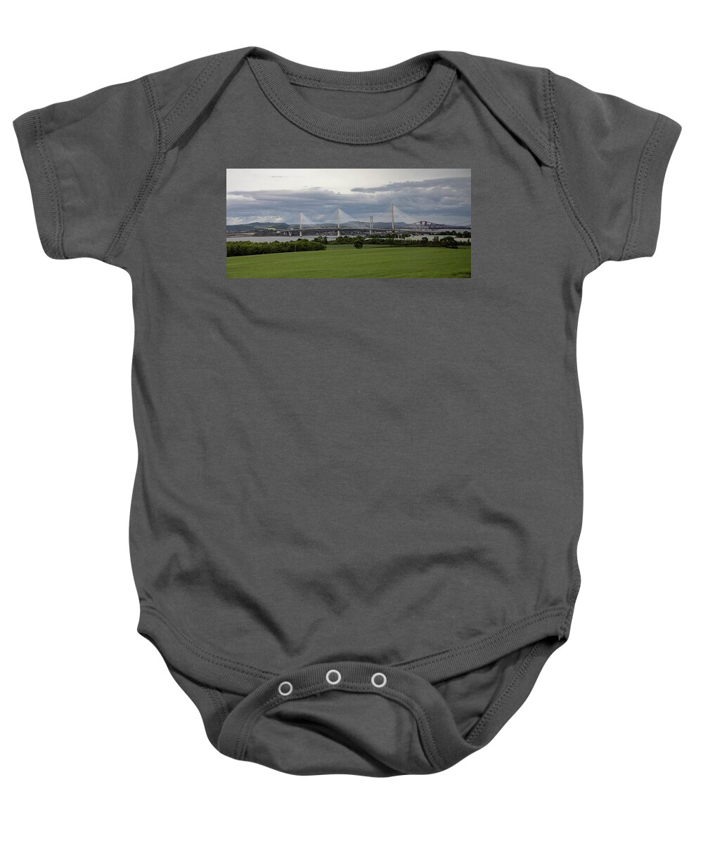 Scotland Baby Onesie featuring the photograph Three Bridges Over the Forth by Teresa Wilson