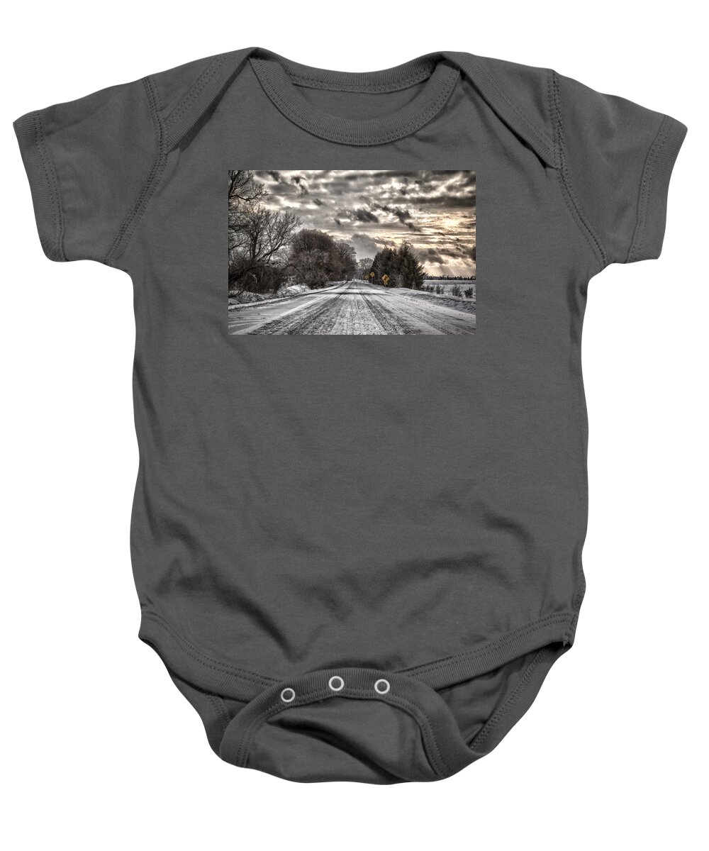 Winter Baby Onesie featuring the photograph Through the snow by Eunice Gibb