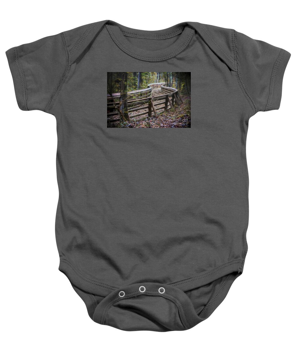 Pathway Baby Onesie featuring the photograph Through The Woods by Ken Johnson