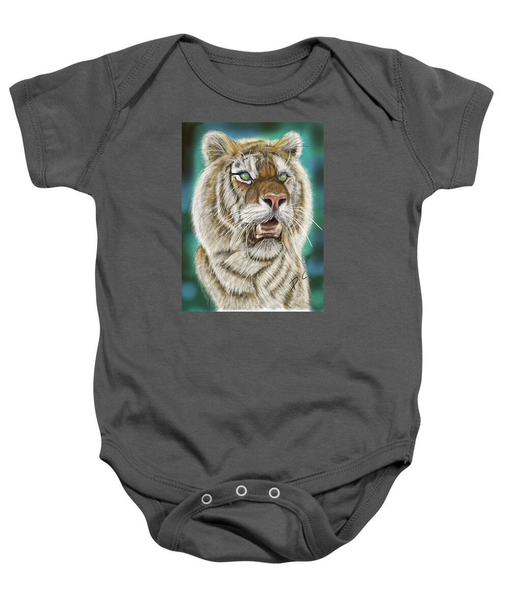 Tiger Baby Onesie featuring the digital art Tiger by Darren Cannell