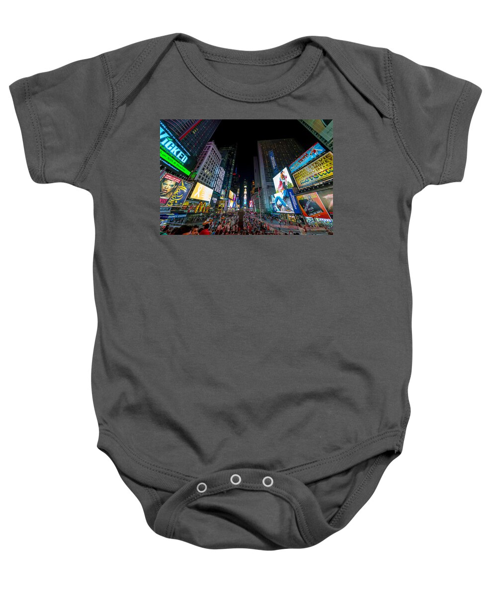 Times Square Baby Onesie featuring the photograph Times Square, NYC by The Flying Photographer