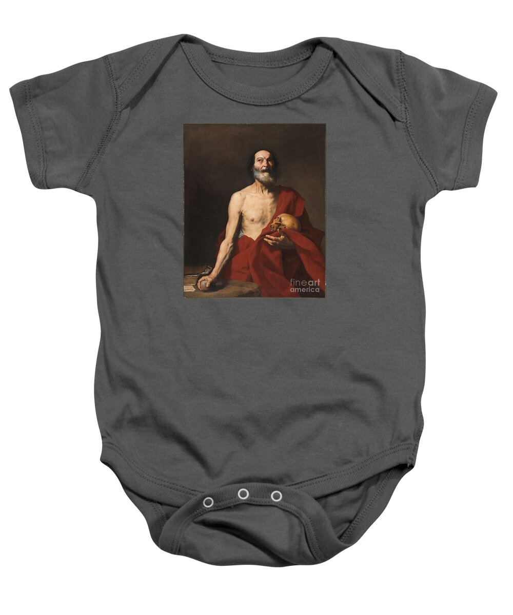 Jusepe De Ribera Baby Onesie featuring the painting Title Saint Jerome by MotionAge Designs