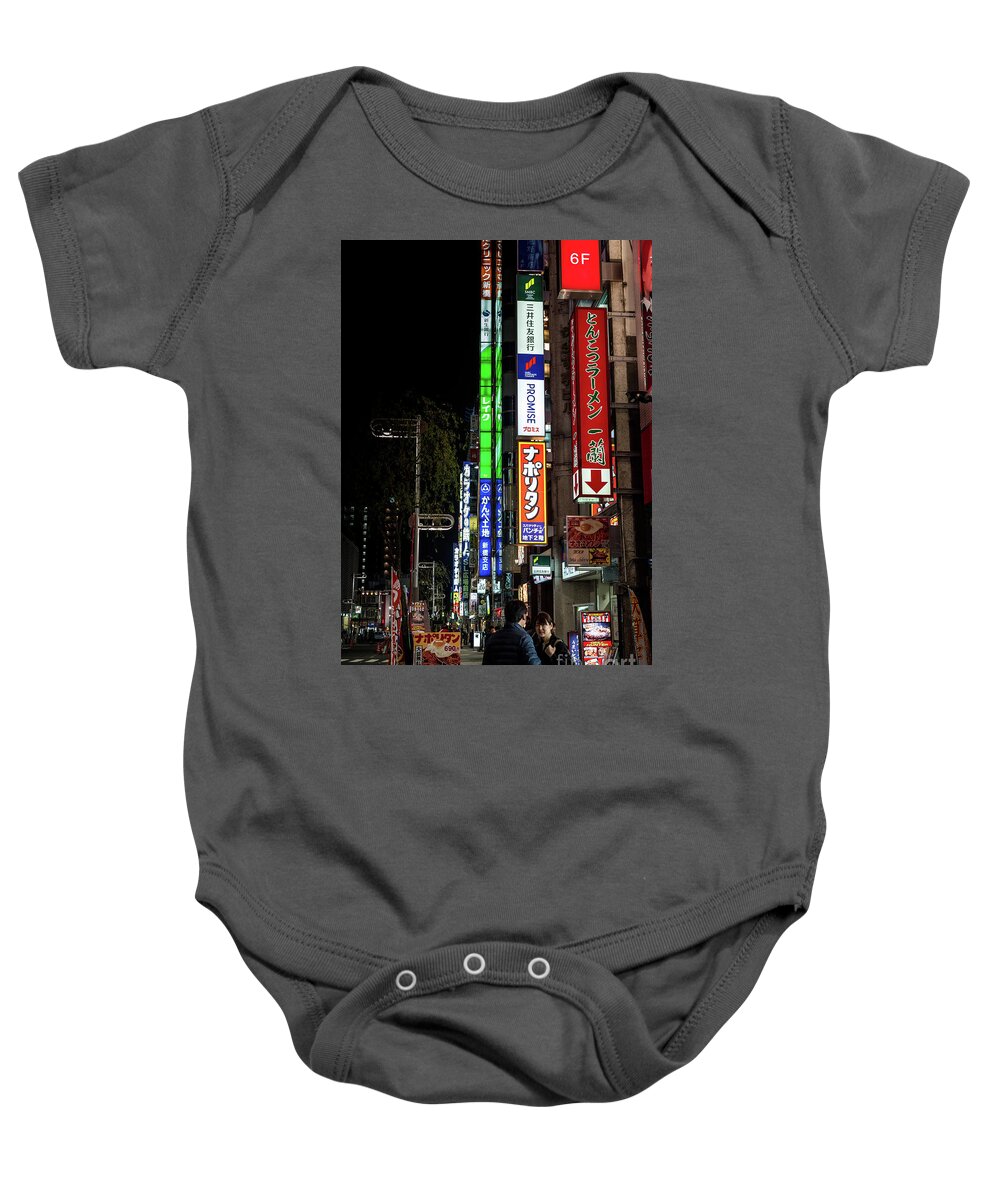 People Baby Onesie featuring the photograph Tokyo Neon, Japan by Perry Rodriguez
