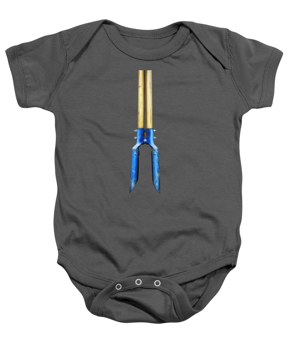 Art Baby Onesie featuring the photograph Tools On Wood 24 on BW by YoPedro