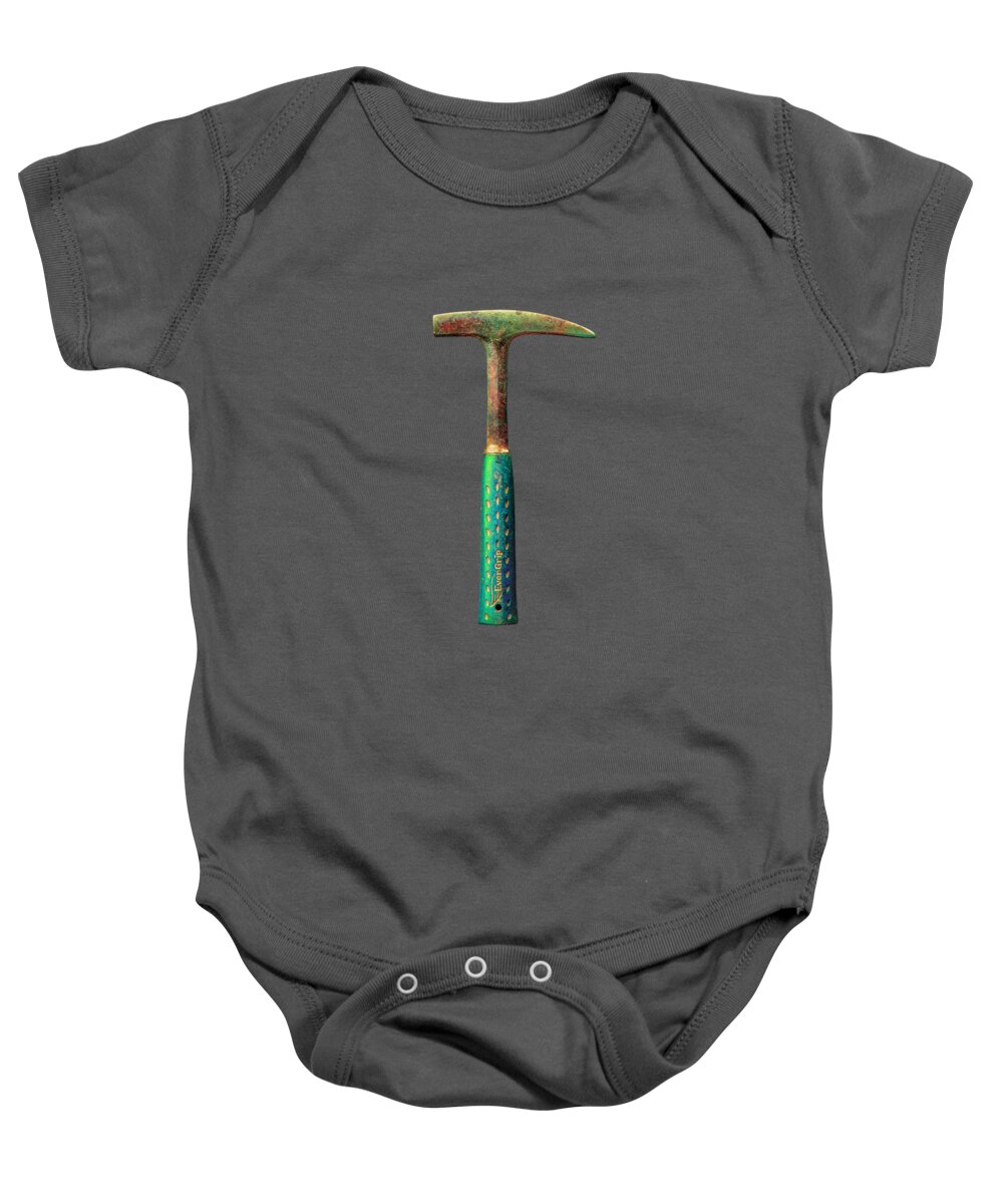 Art Baby Onesie featuring the photograph Tools On Wood 64 on BW by YoPedro