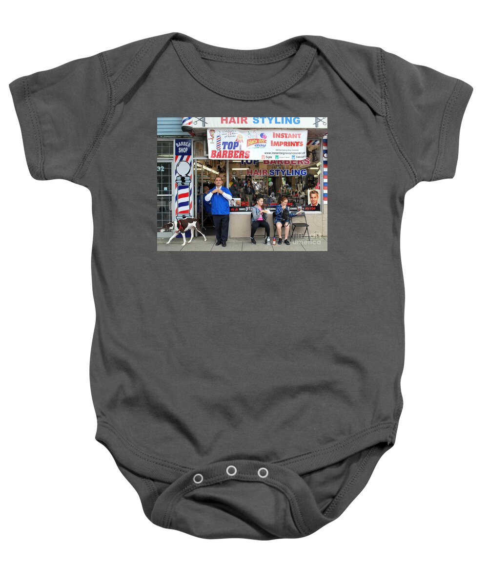 Jim The Barber Baby Onesie featuring the photograph Top Barbers by Bill Thomson