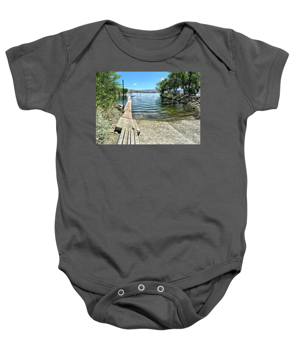 Joe Lach Baby Onesie featuring the photograph Topaz Landing Boat Launch by Joe Lach