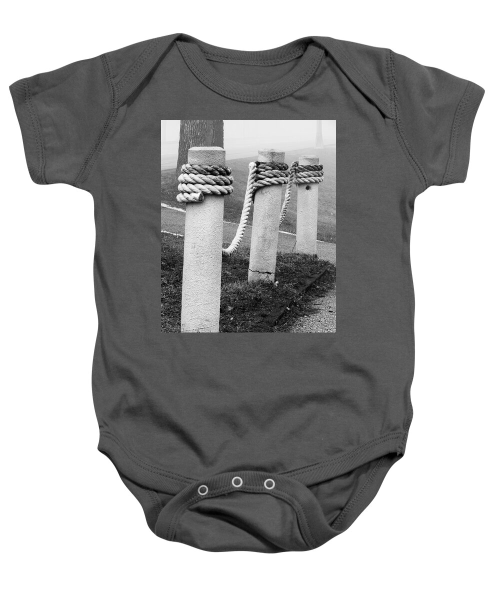 Black And White Baby Onesie featuring the photograph Tow the Line by Wild Thing