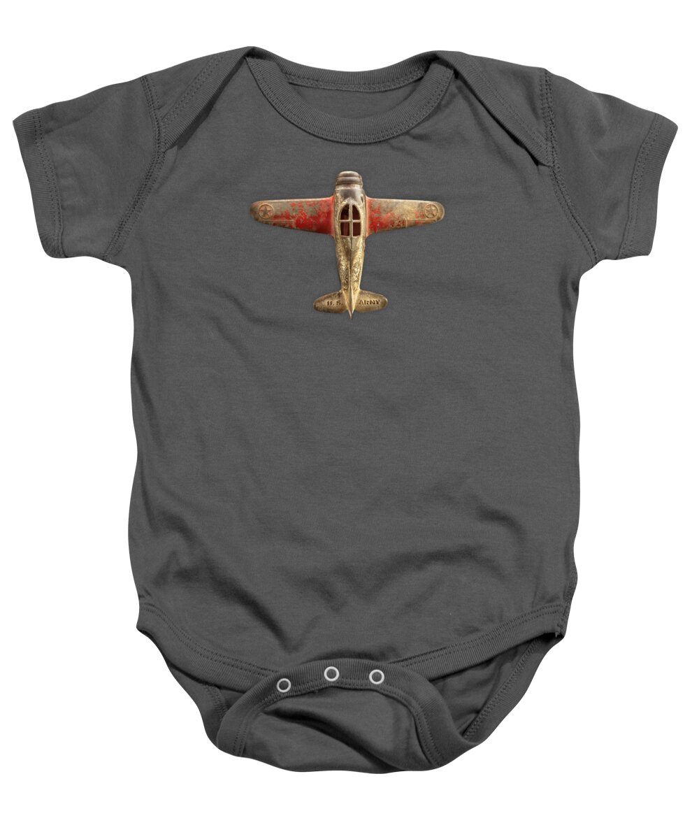 Art Baby Onesie featuring the photograph Toy Airplane Scrapper Pattern by YoPedro